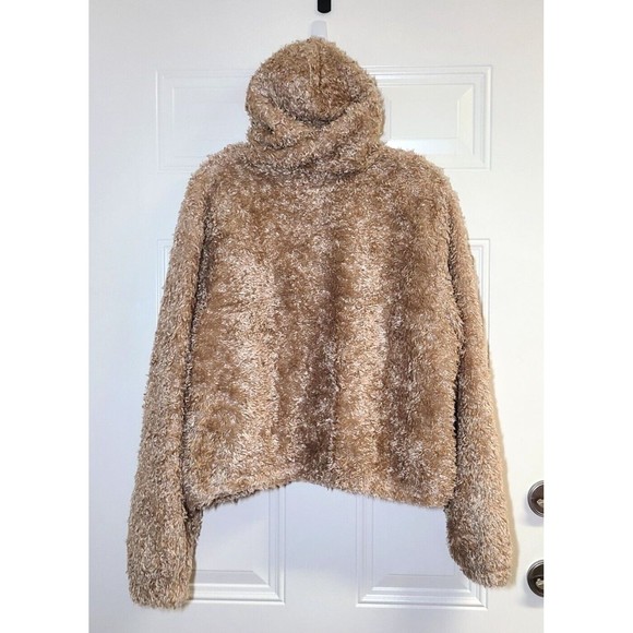 Wild Fable Jacket Teddy Bear Size XL Caramel Bomber Hooded Lined Pockets Zipper - Picture 9 of 12